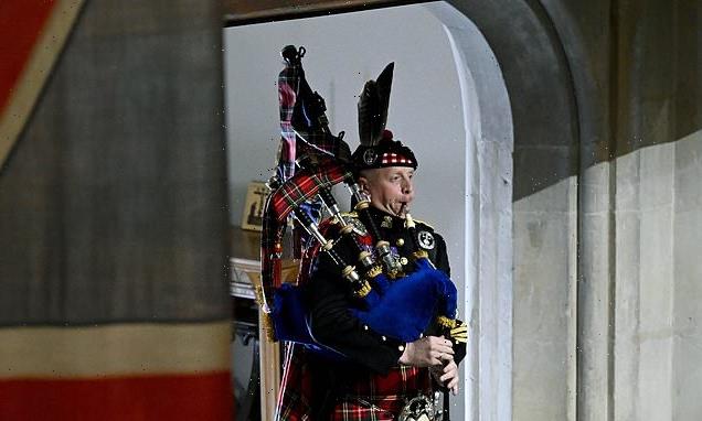 A last lament for The Queen: Monarch's bagpiper plays moving rendition