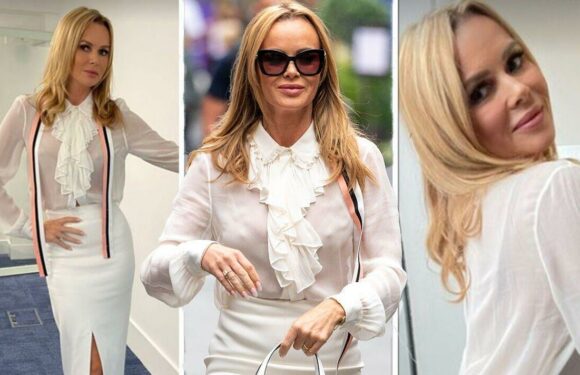 Amanda Holden, 51, accidentally exposes underwear in sheer blouse