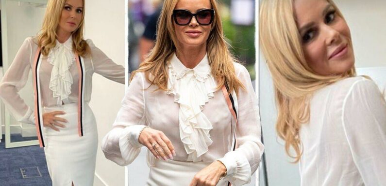 Amanda Holden, 51, accidentally exposes underwear in sheer blouse