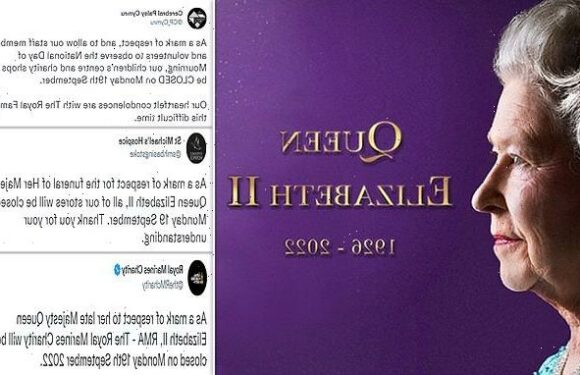 Charities are closing as a 'mark of respect' on day of Queen's funeral