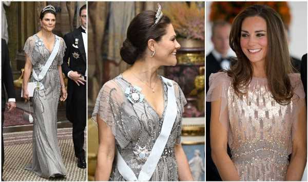 Crown Princess Victoria channels Kate with sparkly Jenny Packham gown
