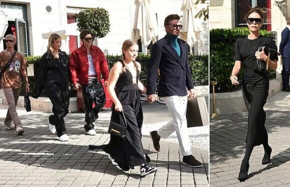 David Beckham and his brood support Victoria at her PFW debut show