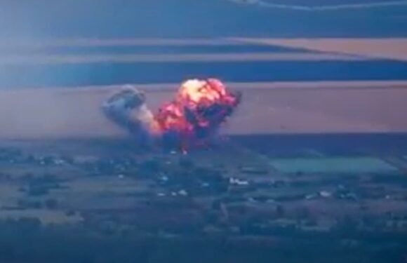 Dramatic moment Russian fighter jet is shot out of the sky by US-made Stinger missile and crashes in huge fireball | The Sun