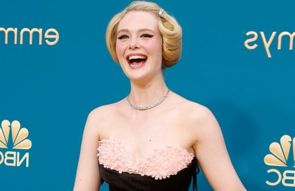 Elle Fanning Pays Homage to "The Great" Crew in a Floral Bustier at the Emmys