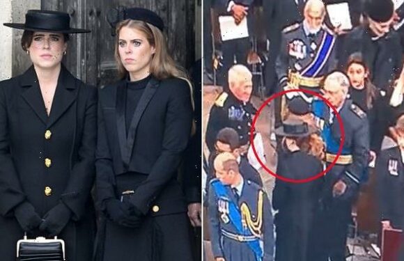 Fans confused as Beatrice and Eugenie appear to leave funeral early