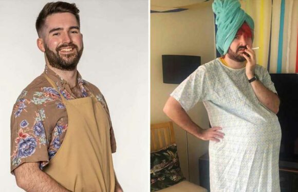 GBBO contestant James looks worlds away from the tent as he transforms into pregnant woman for fancy dress party | The Sun