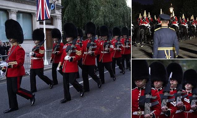 Grenadier Guards rehearse ahead of Queen's funeral on Monday