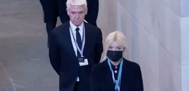 Holly Willougby and Phillip Schofield look sombre as they view Queen's coffin on day off from This Morning | The Sun