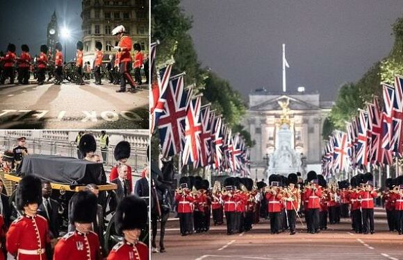 Household Division rehearse taking Queen's coffin to Westminster Hall