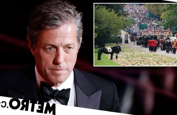 Hugh Grant chokes up over Emma the pony watching the Queen's funeral procession