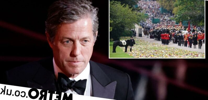 Hugh Grant chokes up over Emma the pony watching the Queen's funeral procession