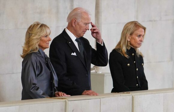 Joe Biden arrives to pay respect to Queen lying in state before King Charles hosts reception of world leaders | The Sun