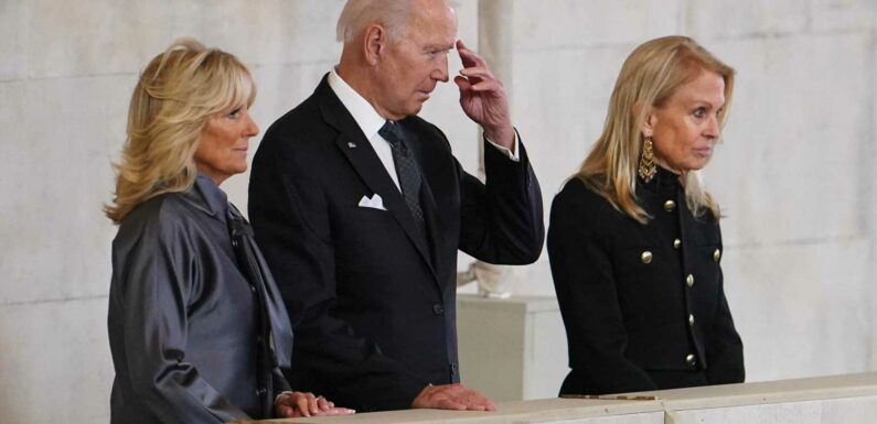 Joe Biden arrives to pay respect to Queen lying in state before King Charles hosts reception of world leaders | The Sun