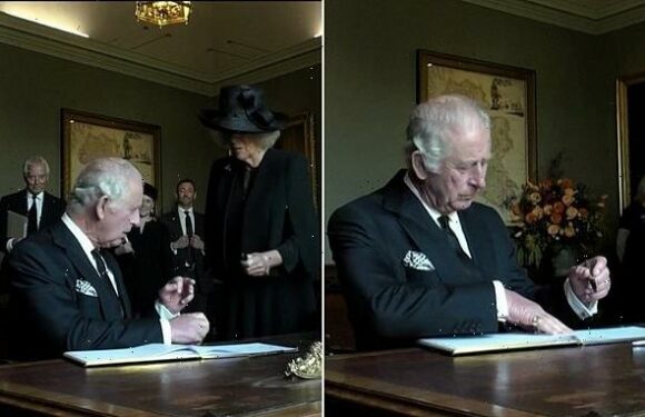 King Charles III's awkward moment he is confronted with a leaking PEN