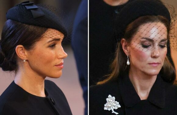 Meghan Markle and Kate Middleton Pay Tribute to Queen Elizabeth With Sparkling Jewelry