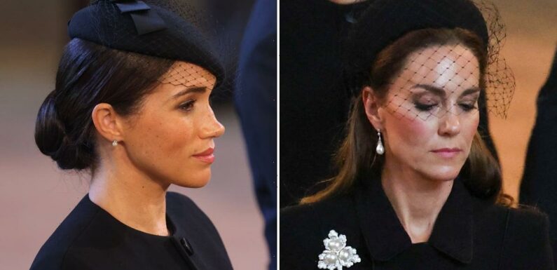 Meghan Markle and Kate Middleton Pay Tribute to Queen Elizabeth With Sparkling Jewelry