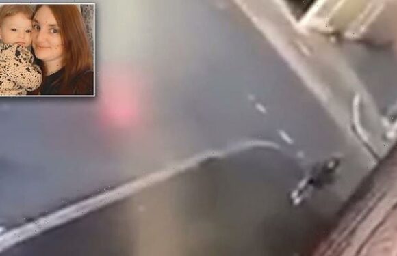 Moment toddler runs across the road on his own after escaping nursery