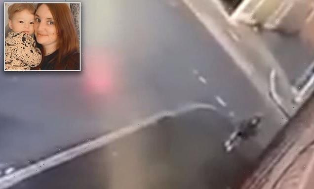 Moment toddler runs across the road on his own after escaping nursery