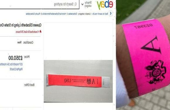 Mourners who queued to see the Queen sell wristbands for up to £350