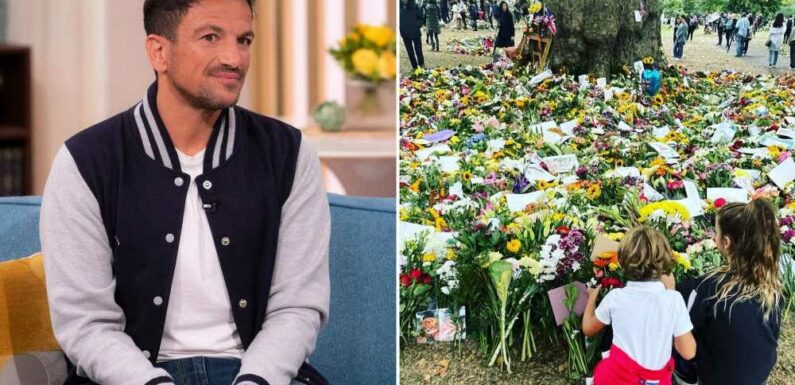 Peter Andre shares touching video of his children paying their respects to the Queen with flowers and letters | The Sun