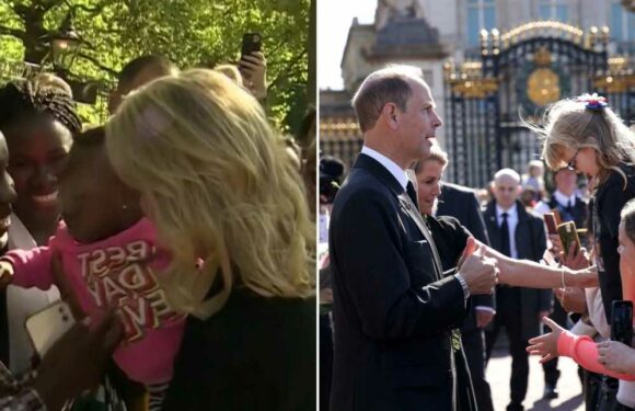 Prince Edward avoids shaking hands with well-wishers in case his 'hand falls off' as Sophie holds baby | The Sun