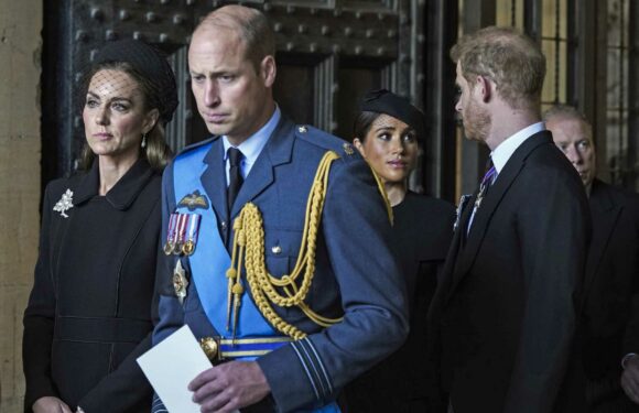 Prince Harry and Meghan Markle joined William and Kate for dinner after emotional moment receiving Queen's coffin | The Sun