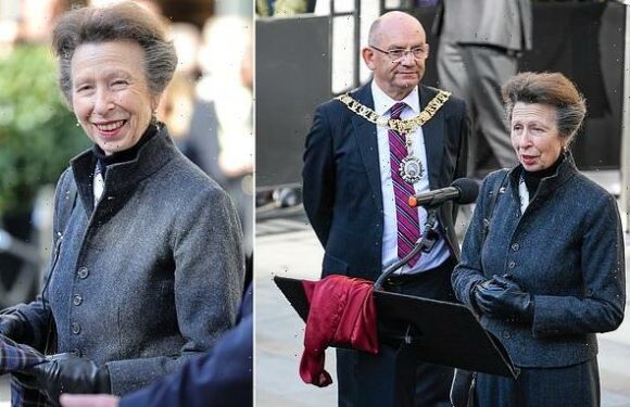Princess Anne steps out in Edinburgh to tour retail district