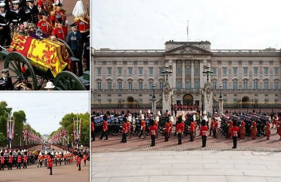 Queen's coffin is taken past Buckingham Palace for the final time