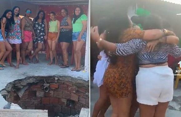 Seven dancing women plummet into a pit as backyard collapses in Brazil