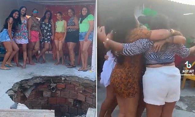 Seven dancing women plummet into a pit as backyard collapses in Brazil