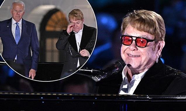 Sir Elton John becomes emotional as he performs at the White House