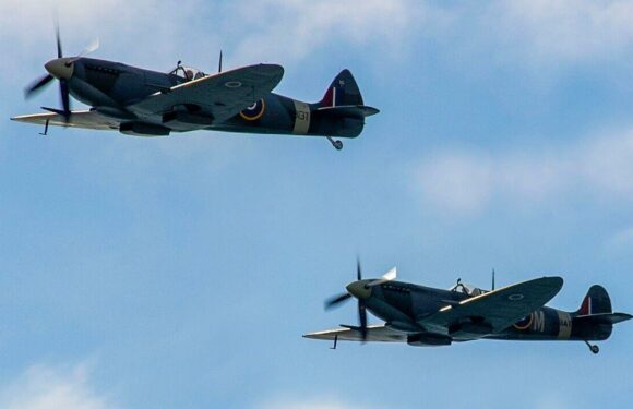 Two Spitfires fly over Sussex to mark 100th birthday of WW2 hero