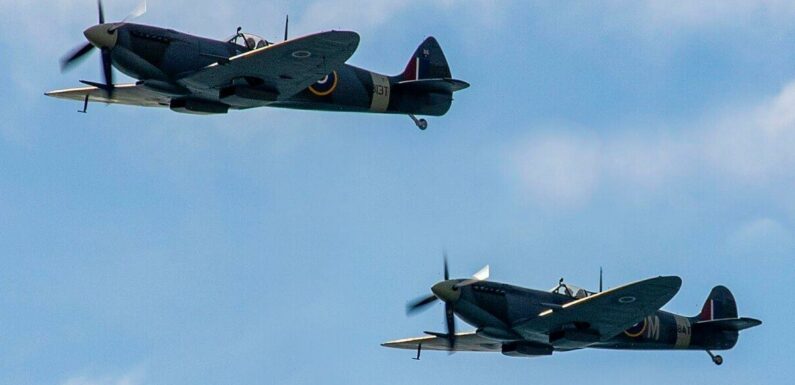 Two Spitfires fly over Sussex to mark 100th birthday of WW2 hero