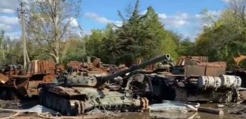 Ukraine finds new TANK GRAVEYARD packed with wrecked Russian vehicles near Izyum massacre as Putin’s soldiers flee | The Sun