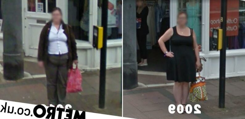 Woman caught by Google Street View in exactly the same spot nine years apart