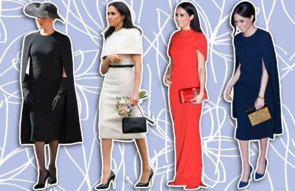 You can get Meghan Markle’s signature cape dress look at Macy’s