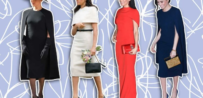 You can get Meghan Markle’s signature cape dress look at Macy’s