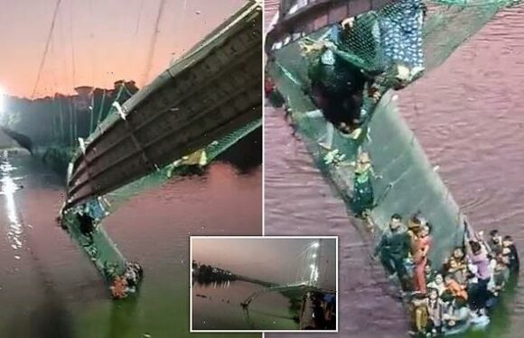 60 dead as bridge COLLAPSES into river in western India