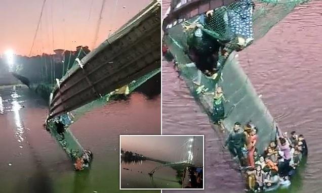 60 dead as bridge COLLAPSES into river in western India