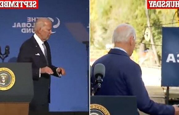 Biden struggles to get off a stage AGAIN after speech in Pittsburgh