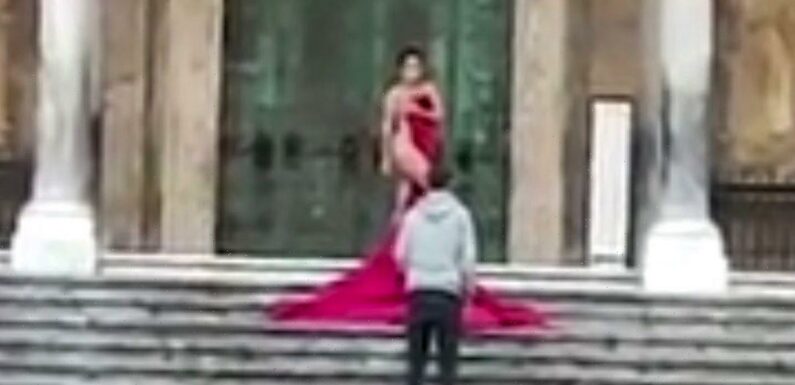 Brit influencer sparks fury for naked photoshoot on steps of Italian cathedral