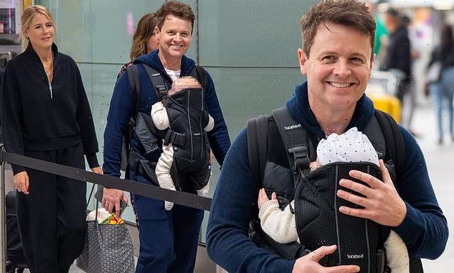 Declan Donnelly cradles baby son Jack, 3 months, in Australia