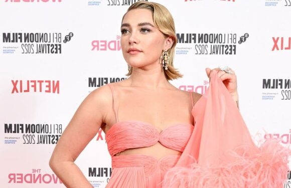 Florence Pugh Takes Flight in a Feathery, Cutout Gown on the Red Carpet