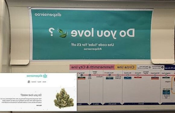 Illegal adverts for cannabis are flyposted on Tube carriages