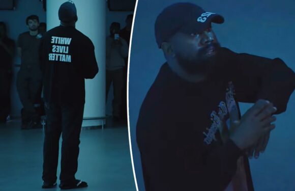 Kanye West wears White Lives Matter shirt at surprise Yeezy show