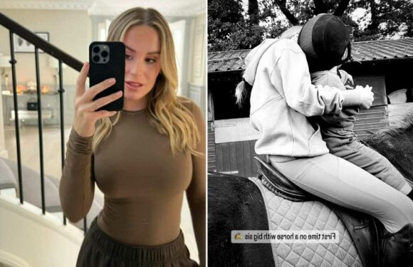 Kate Ferdinand shares rare snap of son Cree with stepsister while riding a horse | The Sun