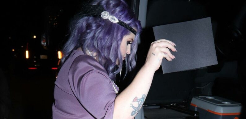 Kelly Osbourne shows off growing baby bump as she leaves mum Sharon’s 70th party