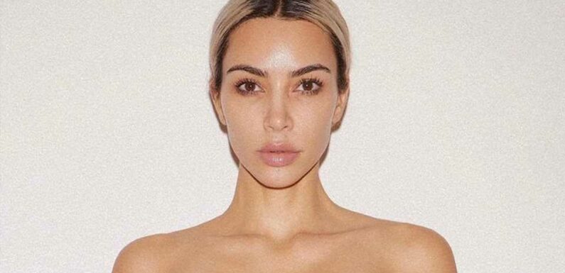 Kim Kardashian shows off real skin without makeup while posing in her most bizarre outfit yet | The Sun