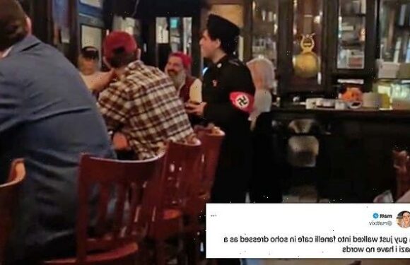 Man dressed in Nazi regalia forced out of NYC bar by patrons
