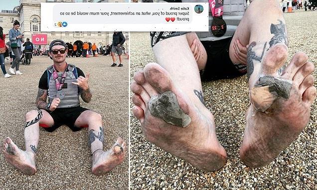 Man runs London Marathon barefoot in tribute to his late mother